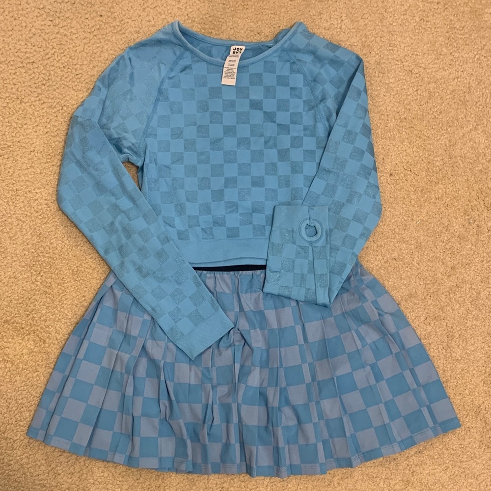 JoyLab Blue Checkered Long Sleeve Tee